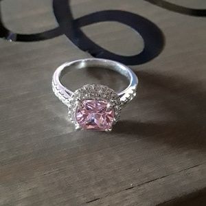 Pink CZ silver ring